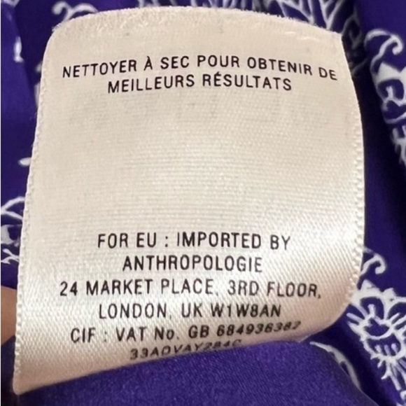 Anthropologie/Maeve Silk Purple Print Dress - Picture 4 of 9